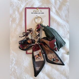 Piper K Scarf with Horse Bag Charm & Key Chain